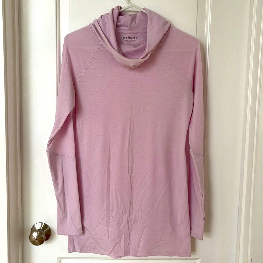 NWOT Athleta Essence Tunic Cowl Neck Hoodie in Simply Lilac Womens Size S